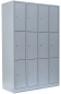 Preview: Schließfachschrank aus Stahlblech mit 12 Türen in Lichtgrau (Abteibreite 300 mm)
